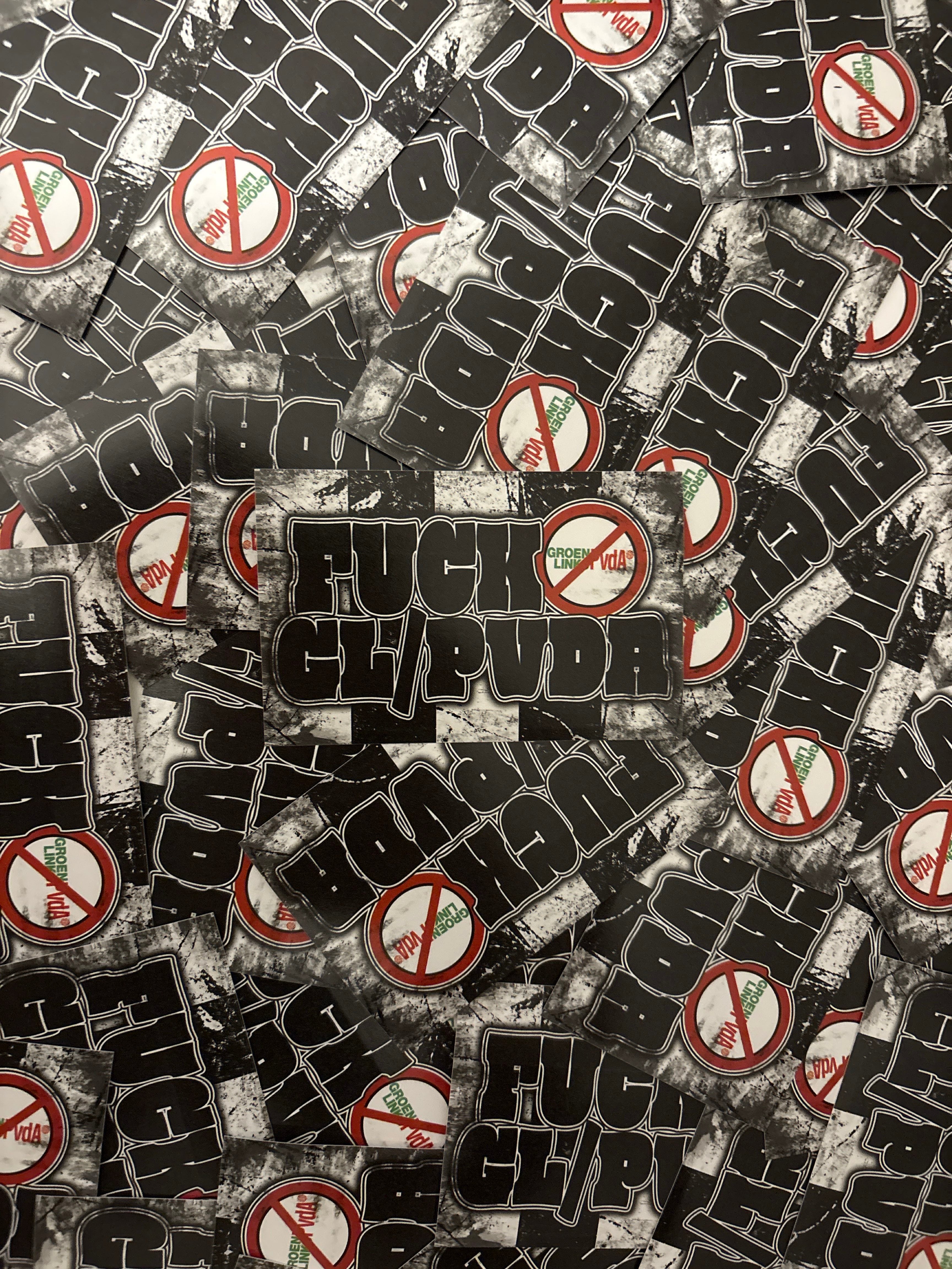 Fuck Groenlinks/PVDA Mini-stickers (8,5x5,5 CM)