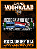 NEDERLAND OP 1 XXL-stickers (10x21CM)